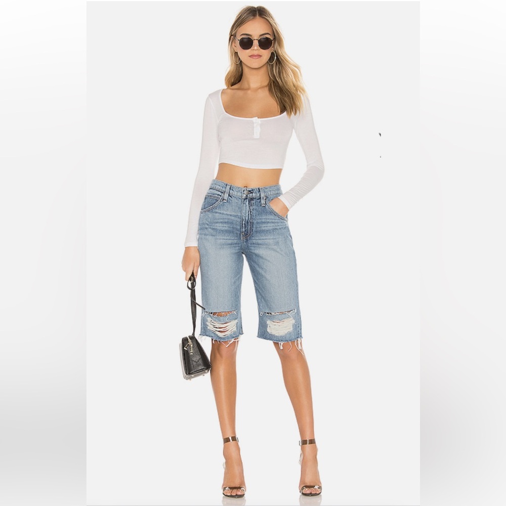 Hudson Jeans Sloane Long Cut Off Short in Worn Vanquish | Size 26